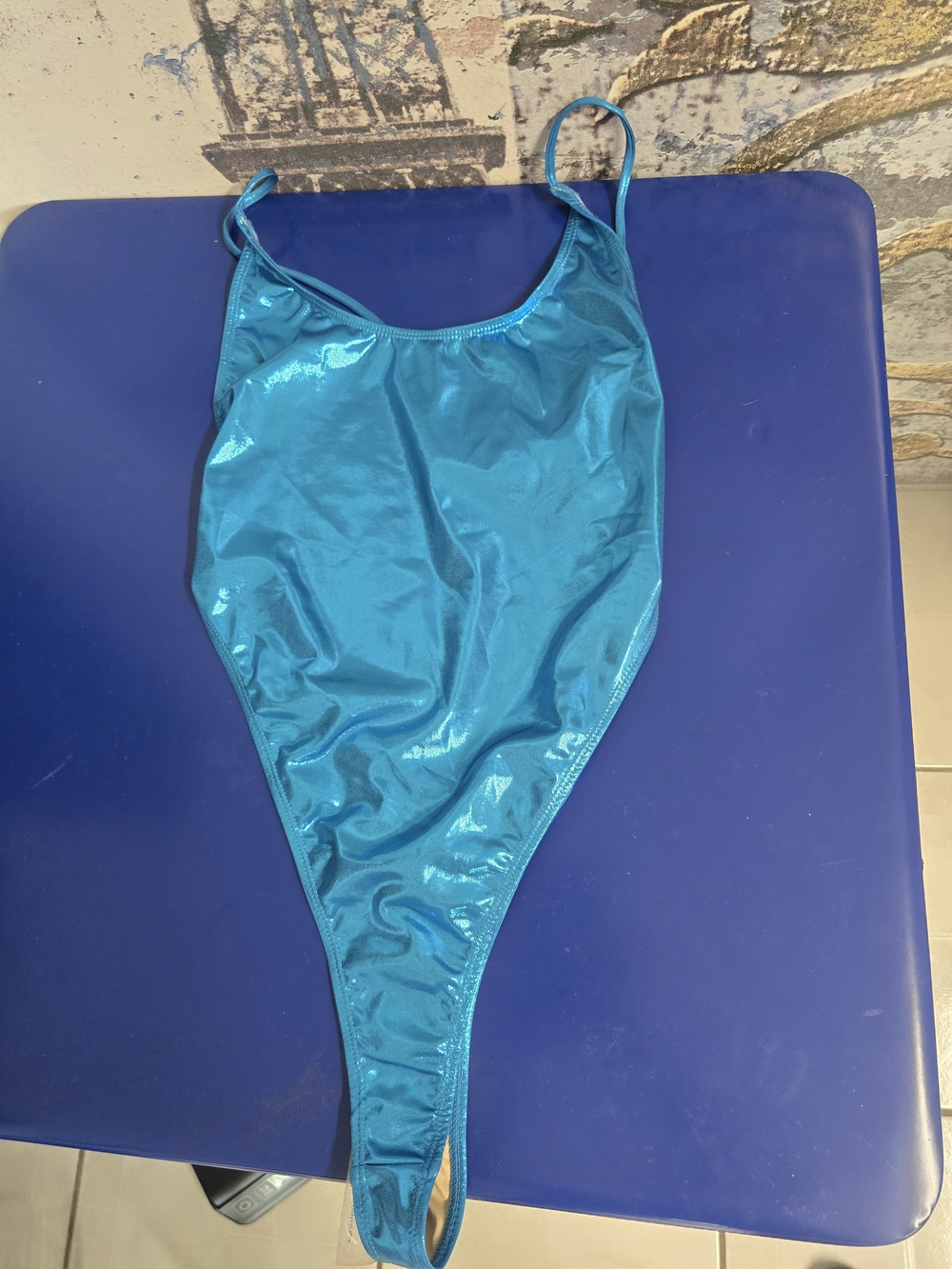Forplay Shiny Teal High-Cut Bodysuit